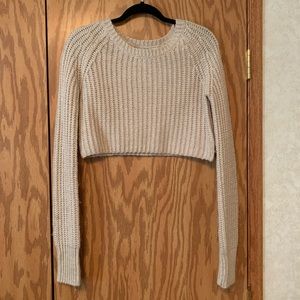 Beige Nude Knit Sweater Crop Top